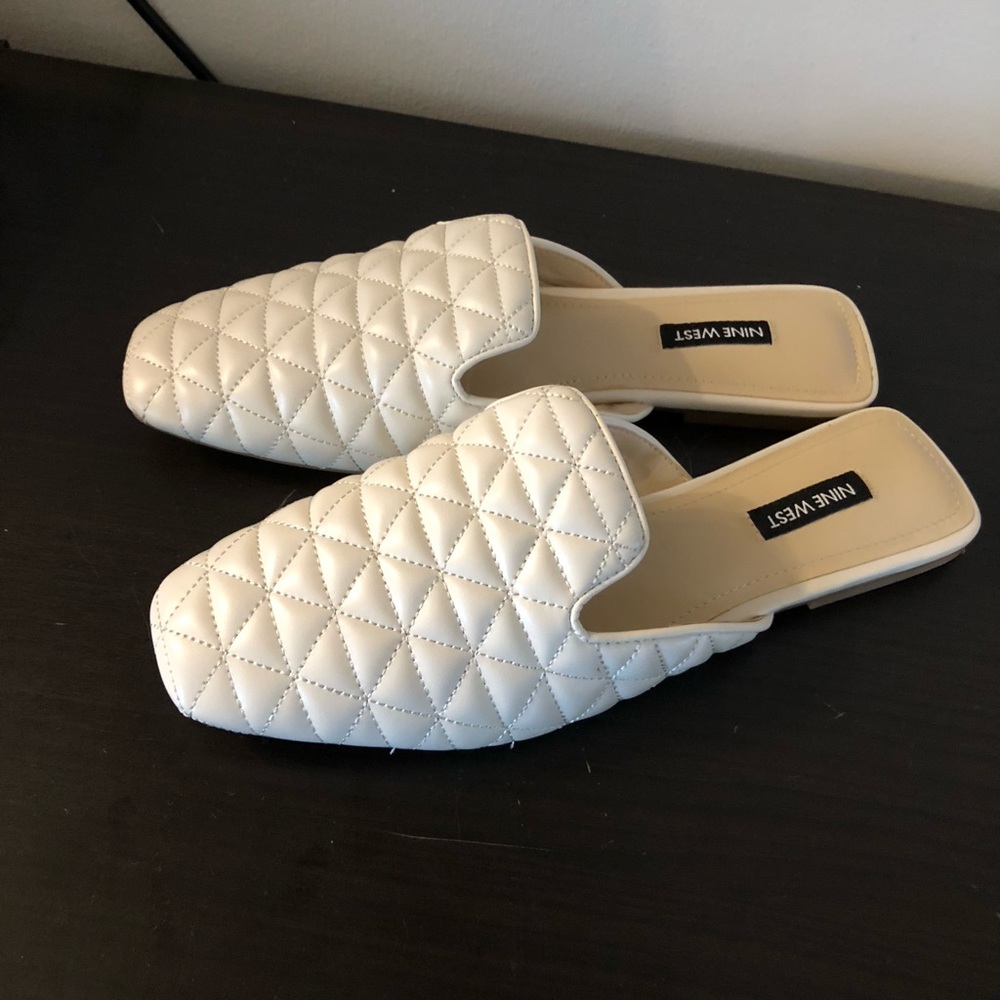 NEW Nine West Quilted Mule Ivory Women